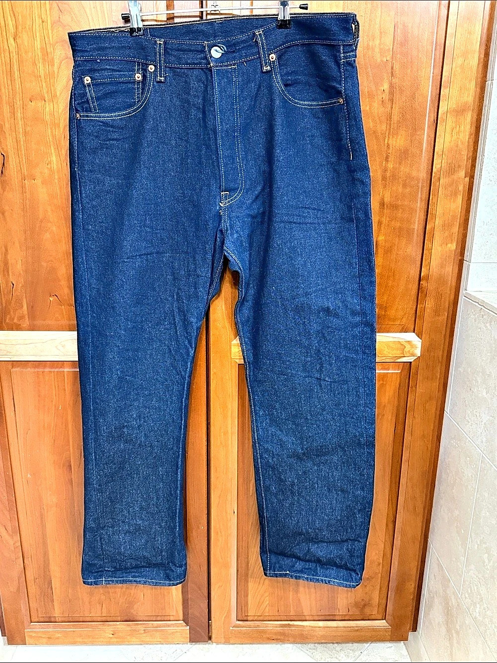 Levi's 501 Straight Leg Jeans shrink-to-fit waterless Blue Waist 35 Inseam 30